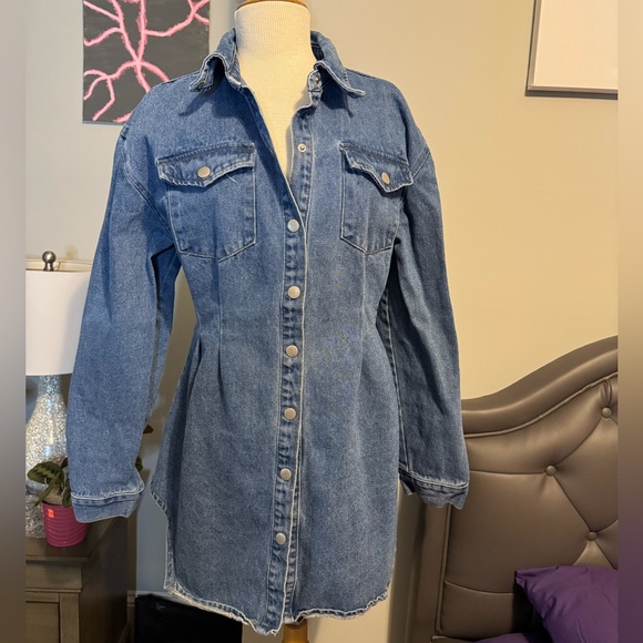 PrettyLittleThing Dresses & Skirts - PrettyLittleThing Blue Long Sleeve Denim Dress